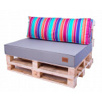 Paletové sedenie Golden Garden GG36 podsedák a vankúš 120cm x 80cm x 15cm Sivá s farebnými pásikmi